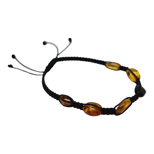Pulsera De Ámbar De Colores Hilo Negro